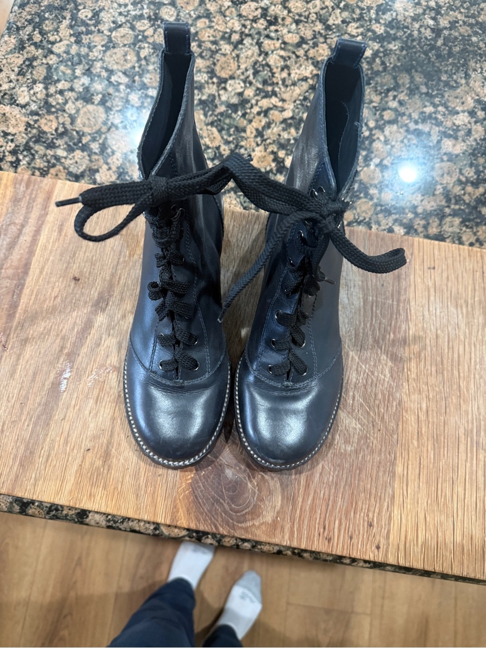 Marc Jacobs Black Leather Lace-Up Ankle Boots